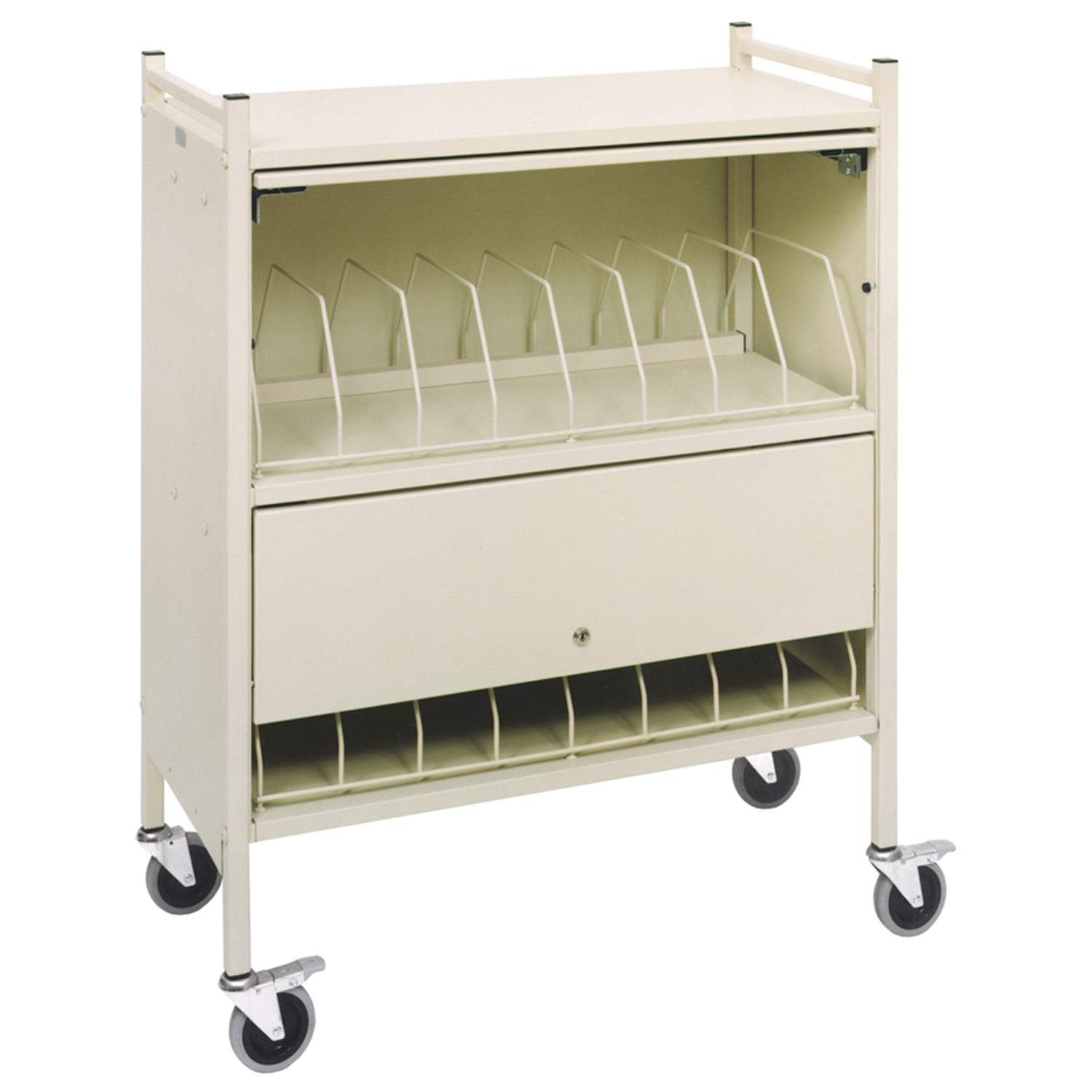 Big Beam Standard Cabinet Style Omnicart For Binders, 3_" Spine, Holds 8 per Shelf, 3 Shelves, 3 Organizers, 24 Capacity, 56"H x 34_"W x 17"D