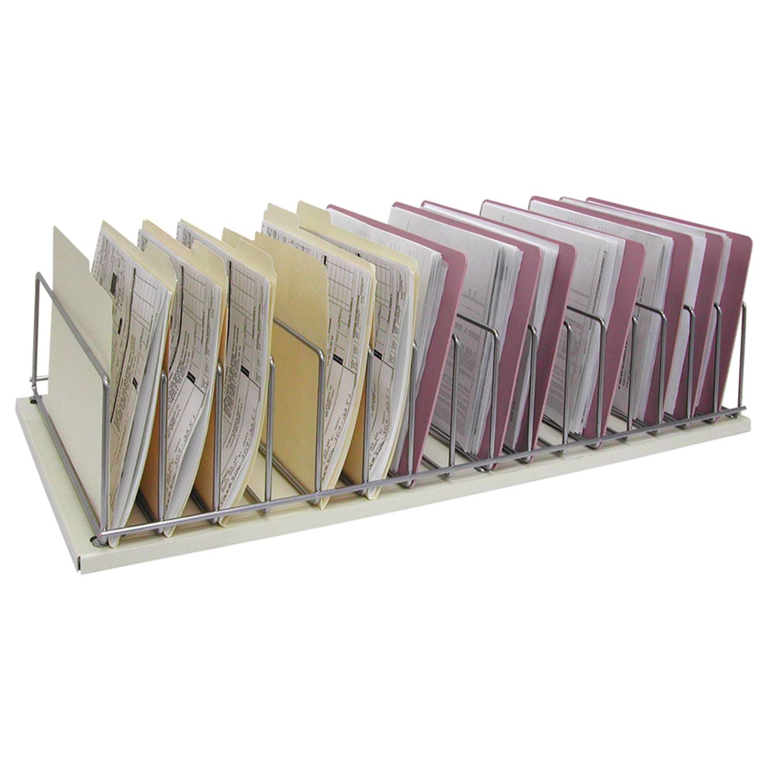 Table Top Storage Rack, 16 Chart Capacity, Beige, 7"H x 32_"Wx 15"D