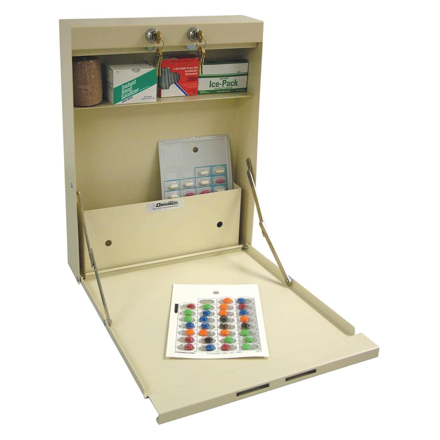 Cabinet, Standard Size Double Lock, Beige, 18"H x 14"W x 3_"D