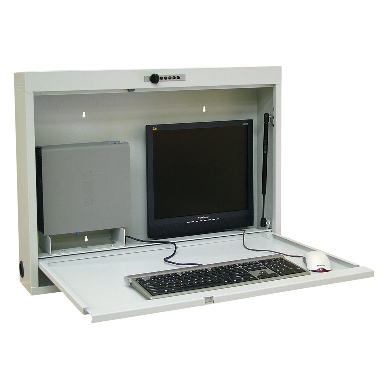 Full Size Painted Steel Wall Desk, Beige, 24_"H x 32"W x 6"D