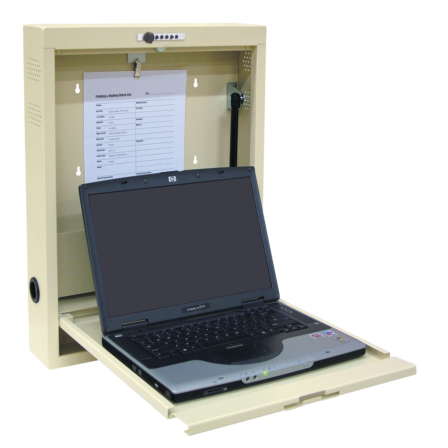 Painted Steel Laptop Wall Desk, 23_"H x 18"W x 4"D, Beige