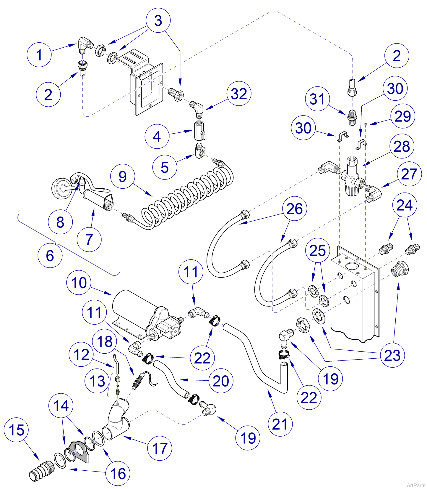 Tube, Pump to Boiler, 16.0" (US Only) (DROP SHIP ONLY) (Delivery Info Sheet Required)