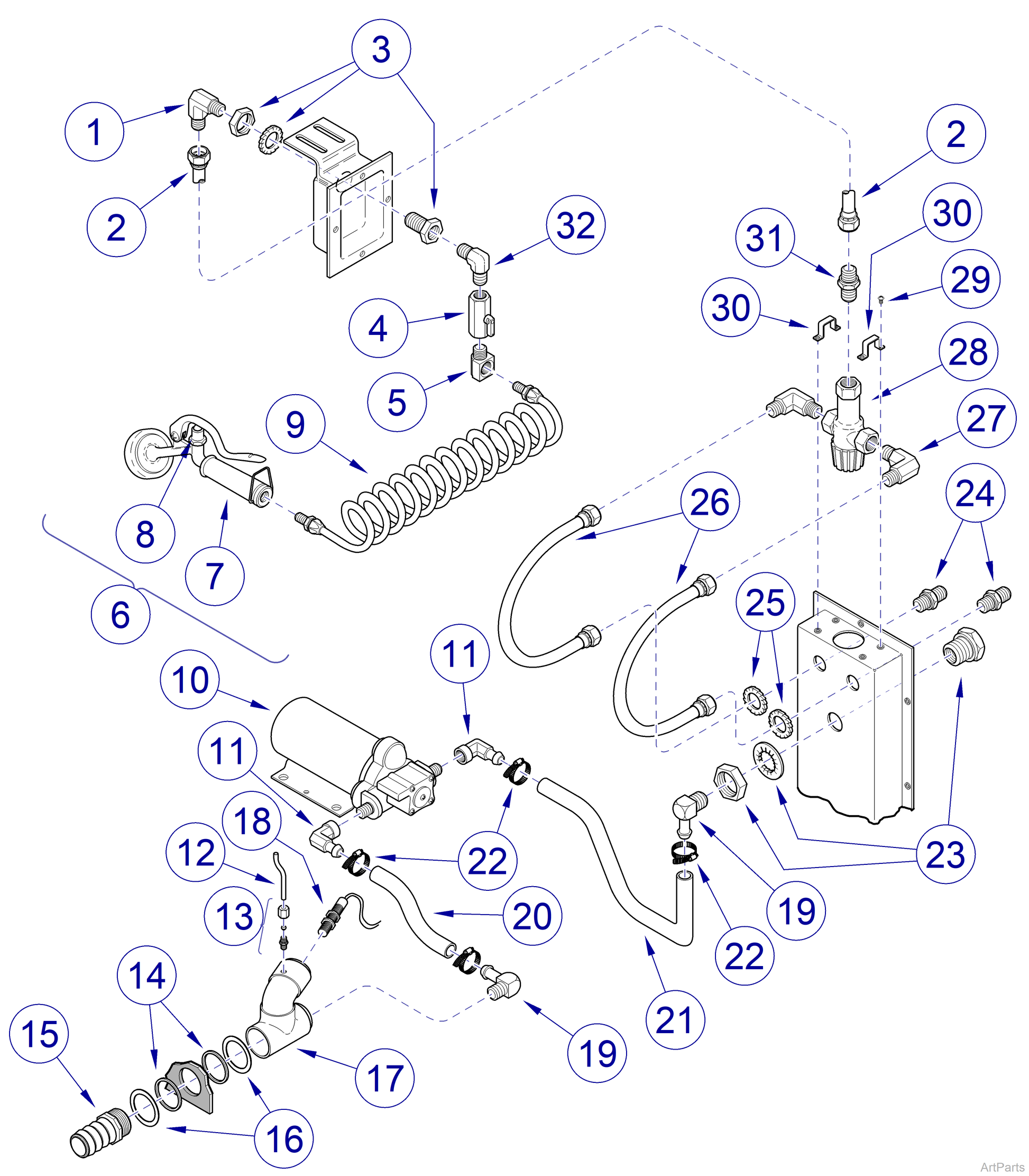 Tube, Pump to Boiler, 16.0" (US Only) (DROP SHIP ONLY) (Delivery Info Sheet Required)