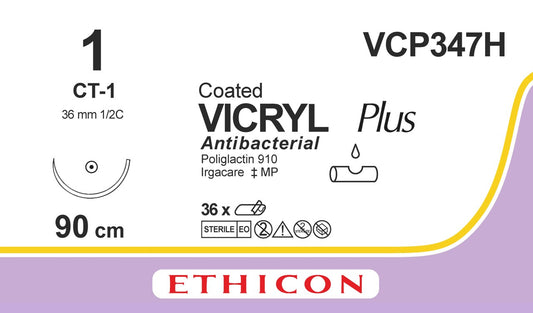 Suture, Taper Point, Size 1, 36", Violet Braided, Needle CT-1, _ Circle, 3 dz/bx (Continental US Only)