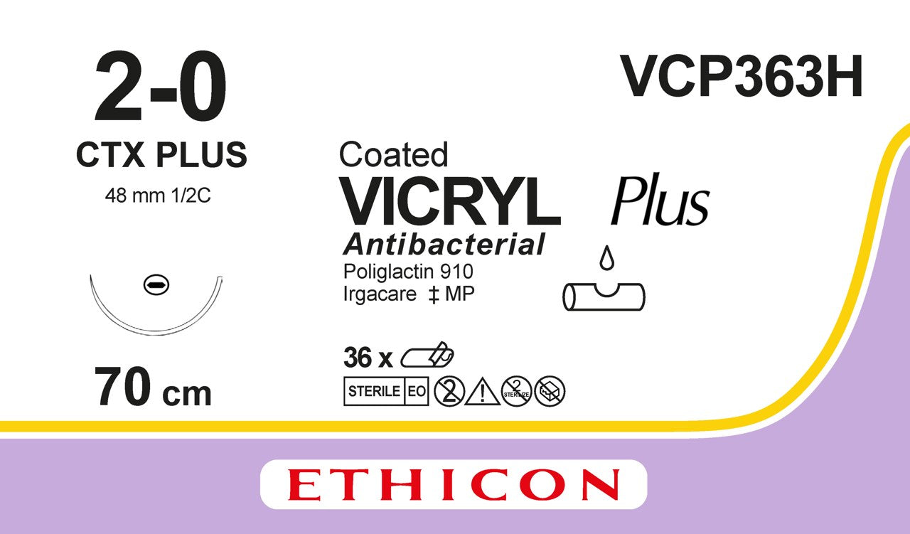 Suture, Taper Point, Size 2-0, 27", Violet Braided, Needle CTX, _ Circle, 3 dz/bx (Continental US Only)