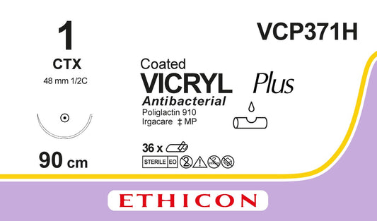 Suture, Taper Point, Size 1, 36", Violet Braided, Needle CTX, _ Circle, 3 dz/bx (Continental US Only)