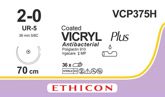 Suture, Taper Point, Size 2-0, 27", Violet Braided, Needle UR-5, 5/8 Circle, 3 dz/bx (Continental US Only)