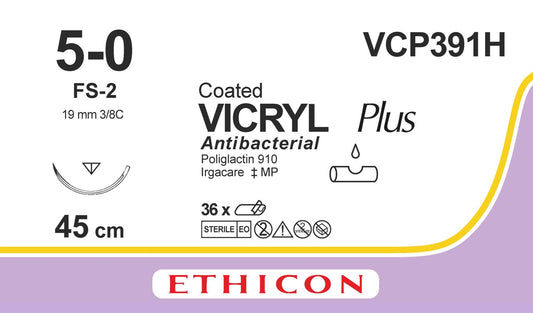 Suture, Reverse Cutting, Size 5-0, 18", Violet Braided, Needle FS-2, 3/8 Circle, 3 dz/bx (Continental US Only)