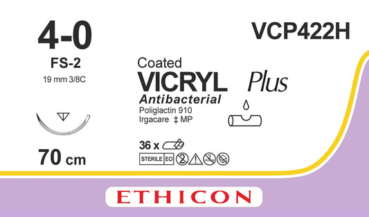 Suture, Reverse Cutting, Size 4-0, 27", Undyed Braided, Needle FS-2, 3/8 Circle, 3 dz/bx (Continental US Only)