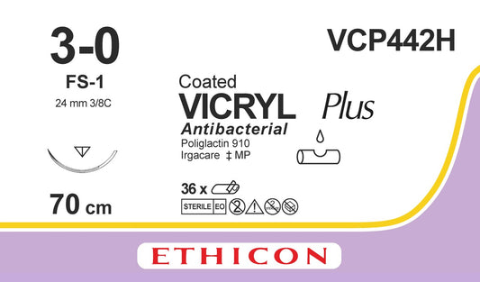 Suture, Reverse Cutting, Size 3-0, 27", Undyed Braided, Needle FS-1, 3/8 Circle, 3 dz/bx (Continental US Only)
