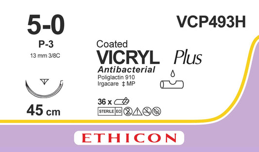 Suture, Precision Point Reverse Cutting, Size 5-0, 18", Undyed Braided, Needle P-3, 3/8 Circle, 3 dz/bx (Continental US Only)