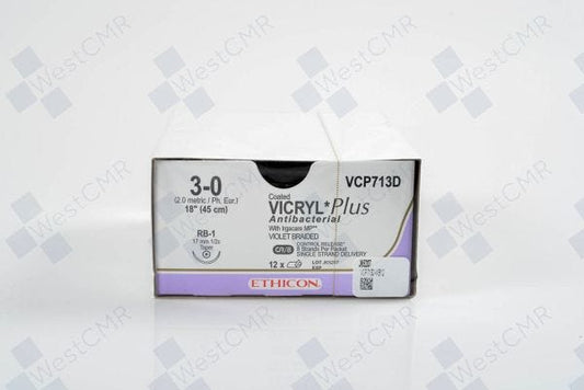 Suture, Taper Point, Size 3-0, 8-18", Violet Braided, Needle RB-1, _ Circle, 1 dz/bx (Continental US Only)