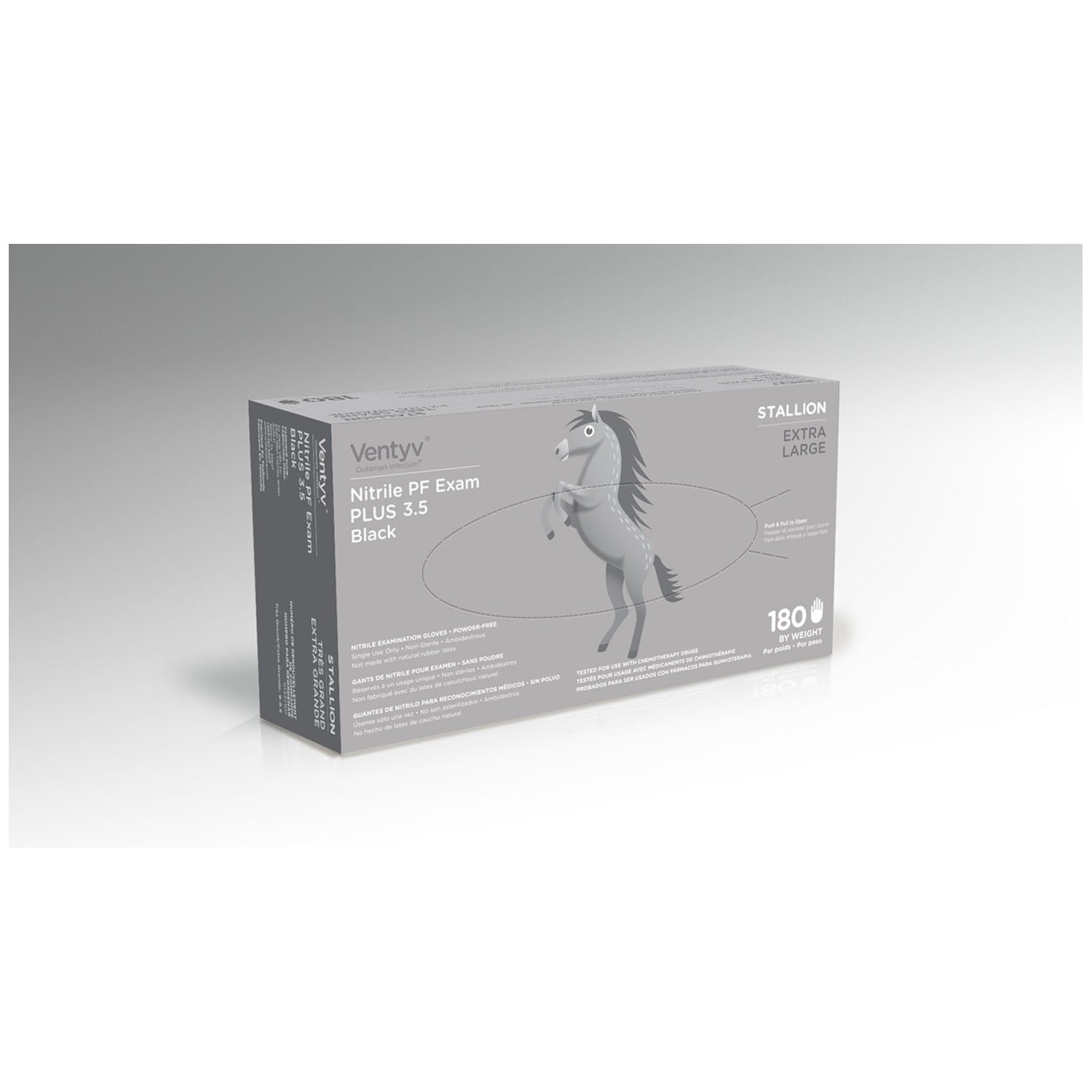 Glove, Exam, Nitrile, Powder-Free (PF), Polymer Coated, Textured Finger Tip, Chemotherapy Tested, Black, X-Large, 200/bx, 10 bx/cs (Continental US Only) (To be DISCONTINUED)