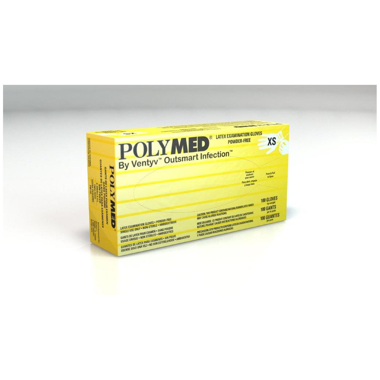 Glove, Exam, Latex, X-Small (5-5.5), Powder Free (PF), Fully Textured, Natural White, Yellow Dispenser Box, 100/bx, 10 bx/cs (70 cs/plt) (Continental US Only) (On Manufacturer Backorder - Estimated Date of Availability is Mid-May 2024)