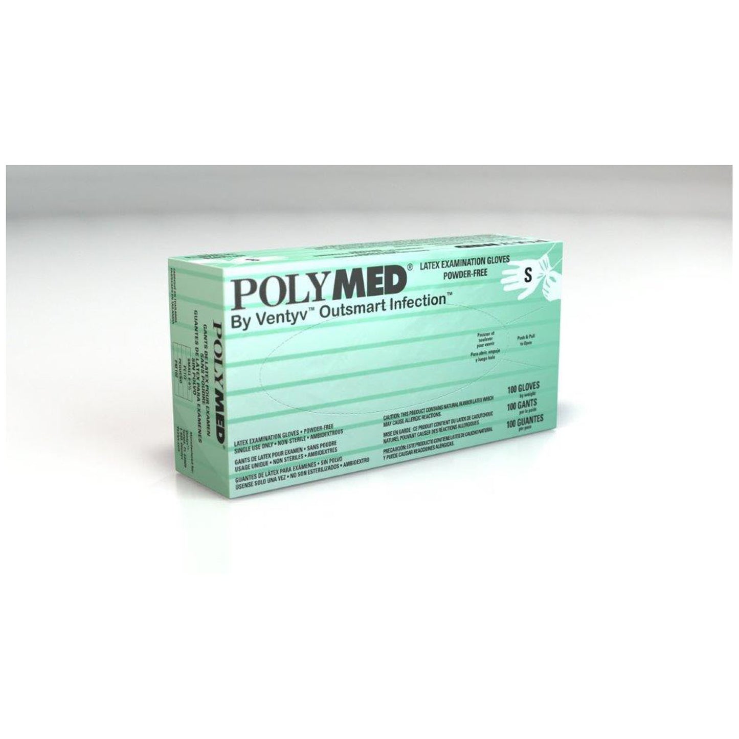 Glove, Exam, Latex, Small (6-6.5), Powder Free (PF), Fully Textured, Natural White, Green Dispenser Box, 100/bx, 10 bx/cs (84 cs/plt) (Continental US Only) (On Manufacturer Backorder - Estimated date of availability end of April 2024)