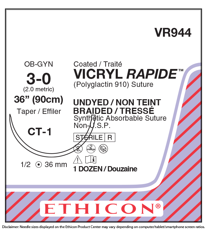 Suture, Taper Point, Size 3-0, 36", Undyed Braided, Needle CT-1, _ Circle, 1 dz/bx (Continental US Only)