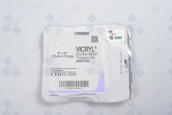 Surgical Mesh, Vicryl Woven, 6" x 6", Sterile, Absorbable, 3/bx (Continental US Only)