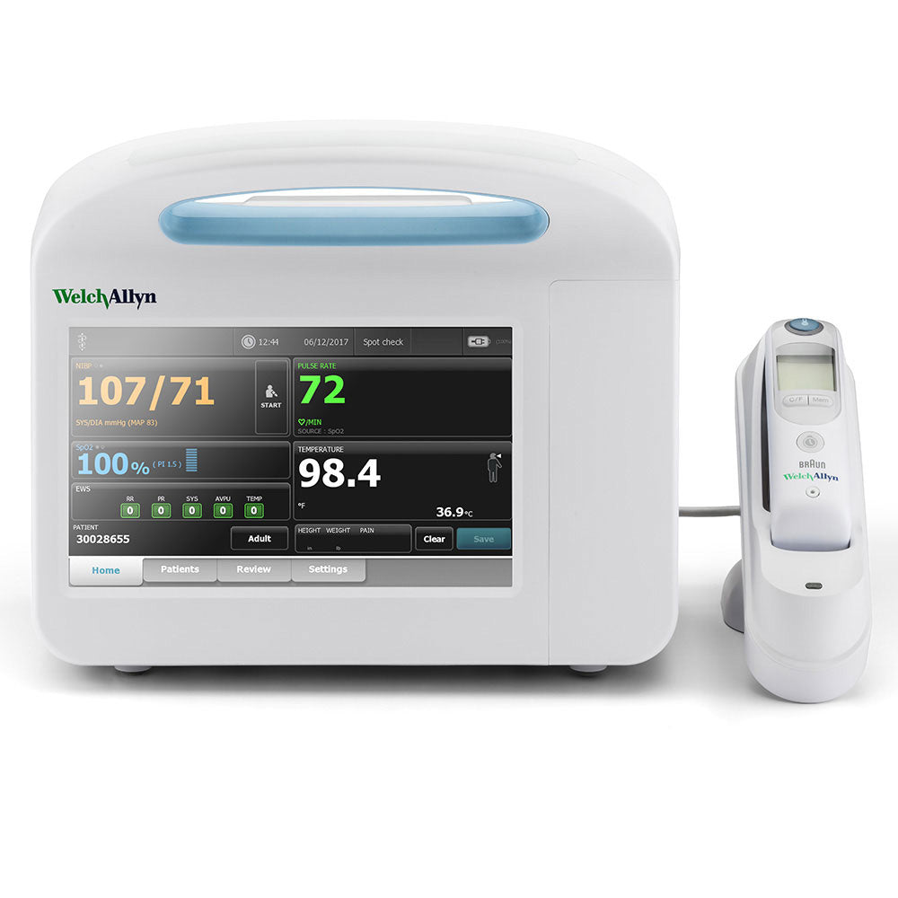 Vital Signs Monitor with Nellcor SpO2, Braun ThermoScan PRO 6000 Thermometry, SureBP Non-invasive Blood Pressure, Pulse Rate, MAP, Custom Scoring, Nurse Call, (4) USB Ports for Accessories, Radio Ready, 100-240 V, 50-60 Hz AC, IEC Plug Type-B (US Only) (Item is considered HAZMAT and cannot ship via Air or to AK, GU, HI, MP, PR, VI)