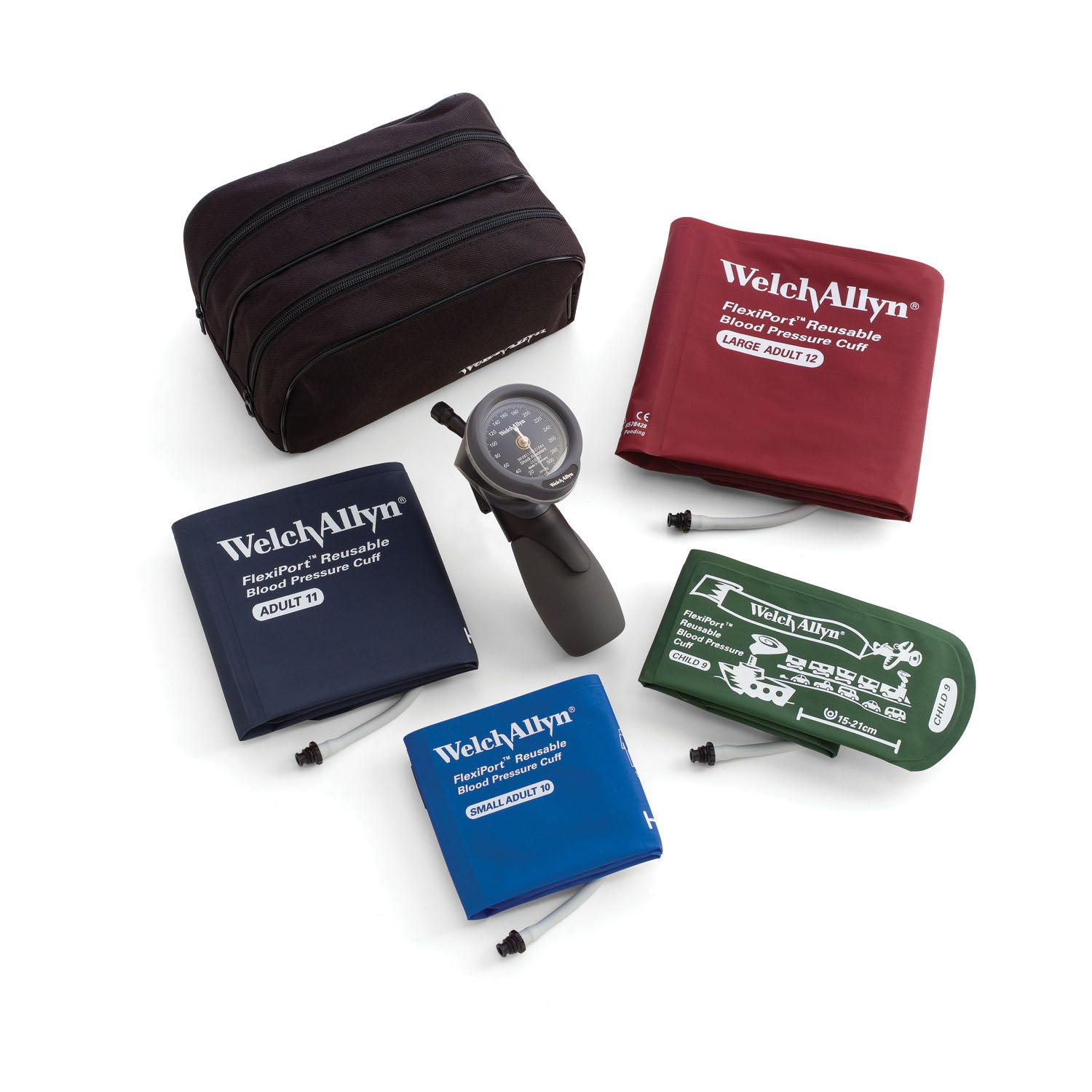 Multi-Cuff Kit, Includes Adult, Large Adult & Child-Print Inflation Systems in Zippered Case, Latex Free (LF) Cuff (US Only)