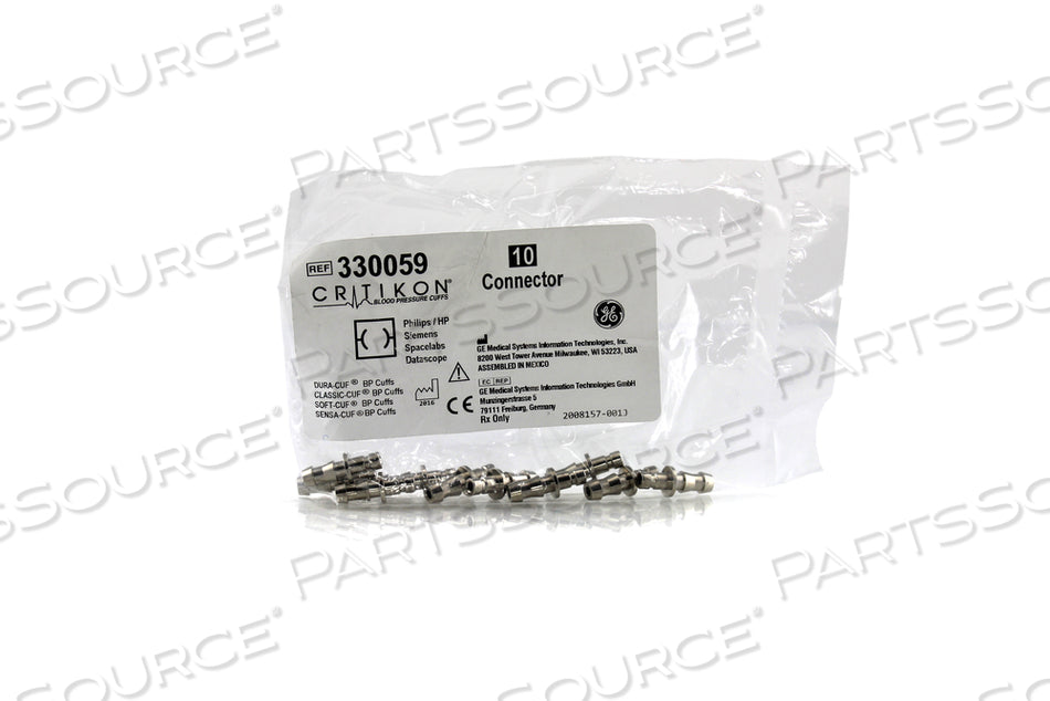 Cuff Connector, Male Bayonet to 5/32" ID Barbed, Metal, 10/pk (Continental US Only)