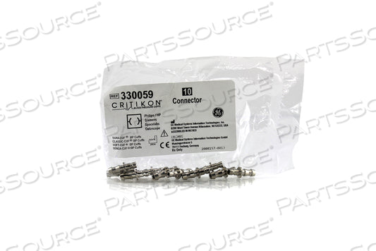 Cuff Connector, Male Bayonet to 5/32" ID Barbed, Metal, 10/pk (Continental US Only)