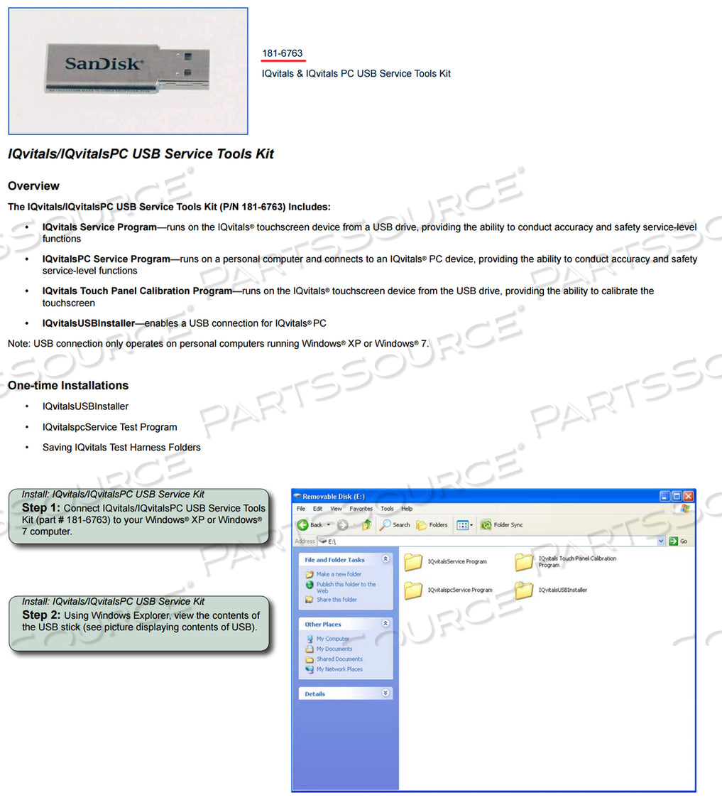 IQ Vitals USB Service Tools Kit (US Only) (DROP SHIP ONLY) (Delivery Info Sheet Required)