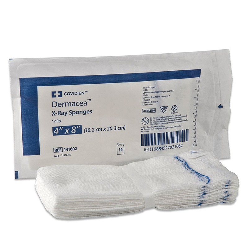 X-Ray Sponge, 4" x 8", 16-Ply, Sterile, 10/pch, 64 pch/cs (Continental US Only)