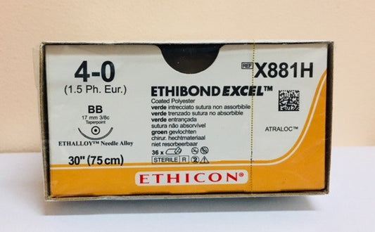 Suture, Taper Point, Size 4-0, 30", Green Braided, Needle BB, 3/8 Circle, 3 dz/bx (Continental US Only)