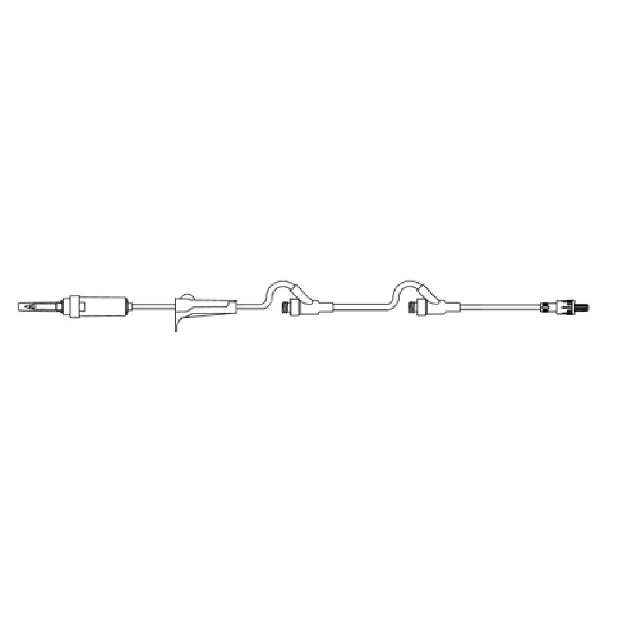 IV Set, Basic, 10 Drops Per mL, 83" Length, Non-Vented, Roller Clamp, (2) Sure-Lok Needle-Free Y-Sites, Pre-Pierced Y-Site, Rotating Male Luer Lok, 50/cs 