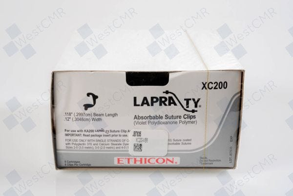 LAPRA-TY Absorbable Suture Clips for use only with 2-0, 3-0, 4-0 Coated VICRYL Suture, 6 Clips per Cartridge, 6/bx (Continental US Only)