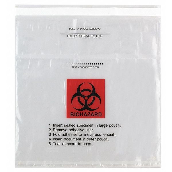 Transport Bag, 10" x 10", Clear/ Black & Red, 2 mil, 100/pk, 10 pk/cs