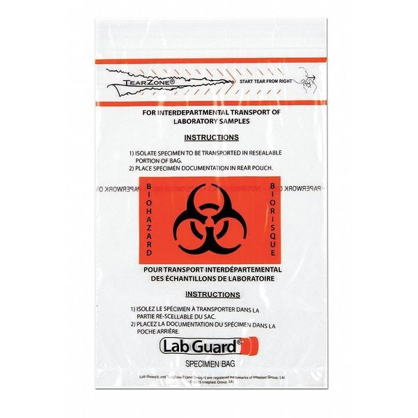 Transport Bag, 6" x 9", Clear, 1000/cs