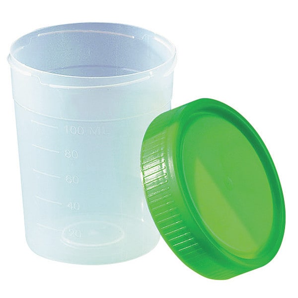 Specimen Container, 4 oz., with Separate 1/4-Turn Green Screwcap, 500/cs