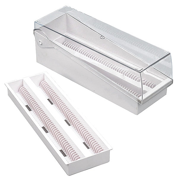 Slide Storage Box with Removable Tray, Hinged Clear Cover, 100 Places, Yellow, 6/cs