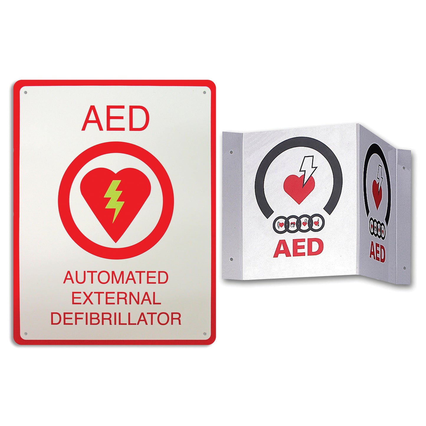 AED Wall Sign Kit, Includes: (1) Flush and (1) 3-D Wall Sign