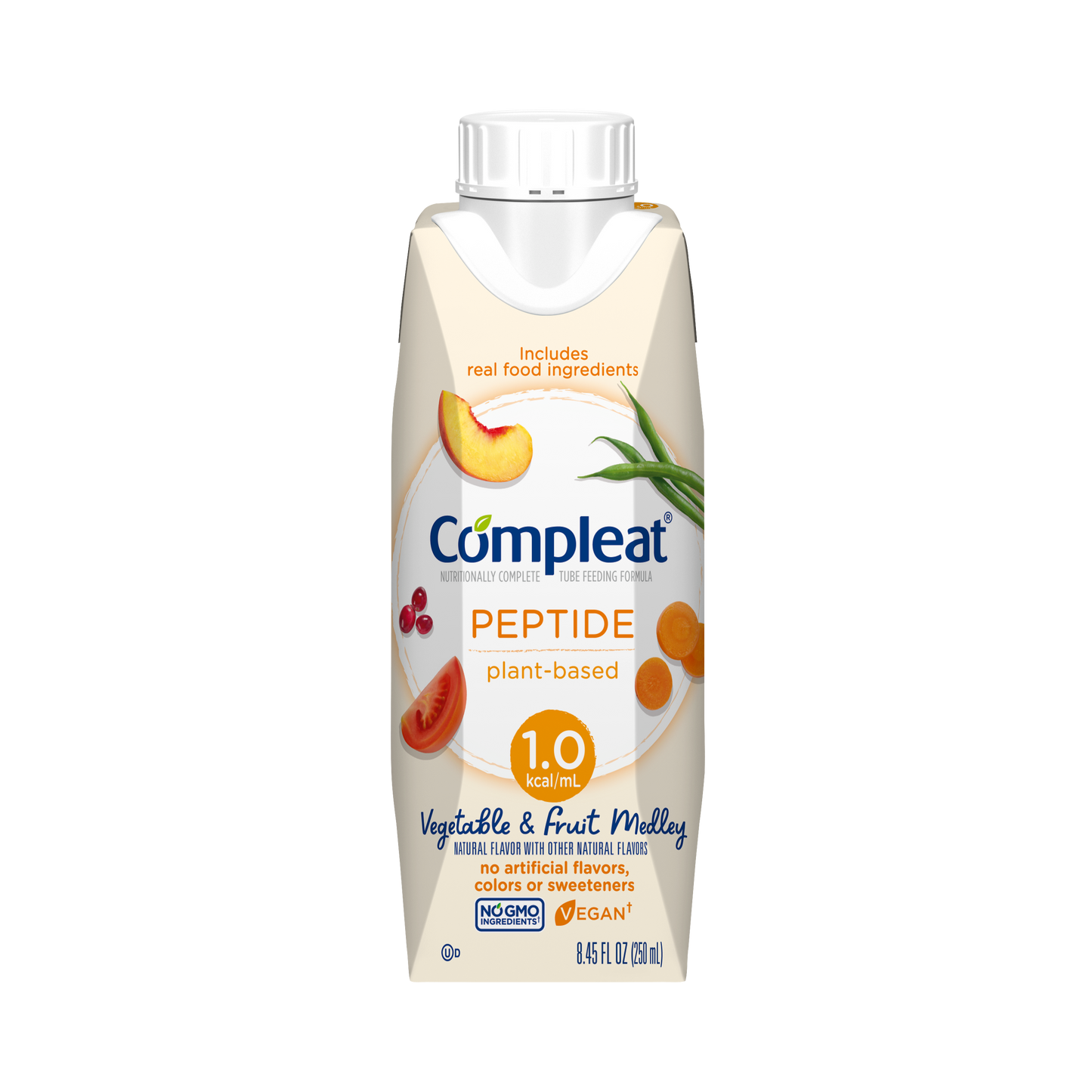 COMPLEAT Peptide 1.0 Cal, Vegetable & Fruit Medley, 250 ml Carton, 24/cs (Minimum Expiry Lead is 90 days; Non-Returnable) (Continental US Only) (Nestle products cannot be sold online without Nestle's prior written permission) (Products cannot be sold on Amazon.com or any other 3rd party site)