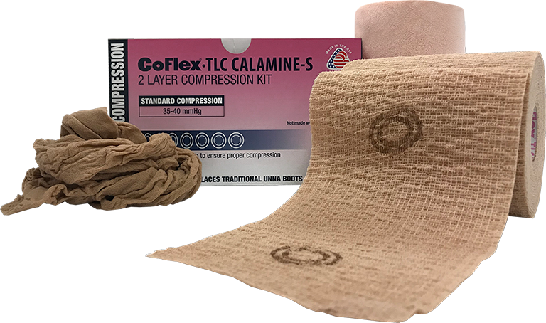 Unna Boot, Standard, 3" x 6 yds Absorbent Foam Dressing Impregnated with Zinc (Step 1), 3" x 7 yds Cohesive Bandage (Step 2), Tan, Latex Free (LF), 2 rls (1 of each Step)/bx, 8 bx/cs (092686)