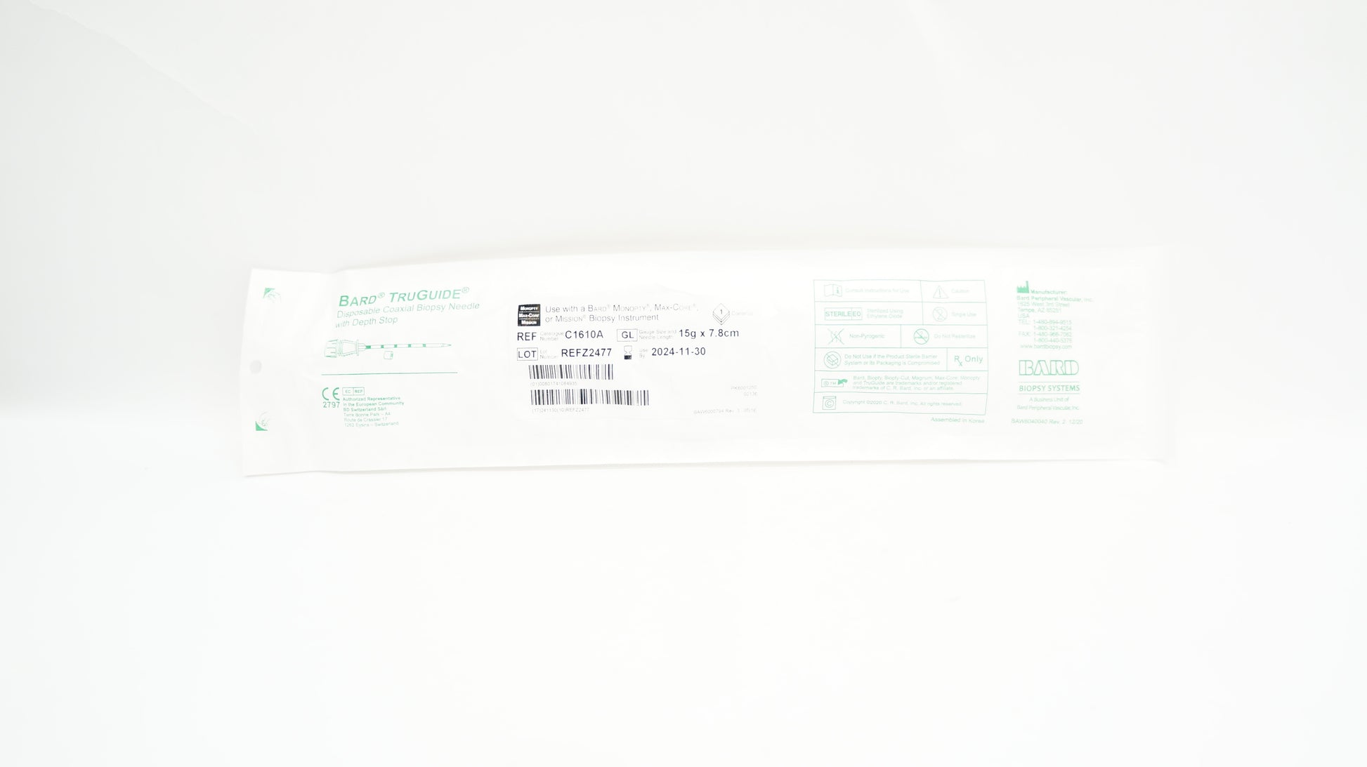Truguide Coaxial Biopsy Needle, 15G x 7.8cm, 5/bx (Pricing Subject to Change without Prior Notification) (Continental US Only)