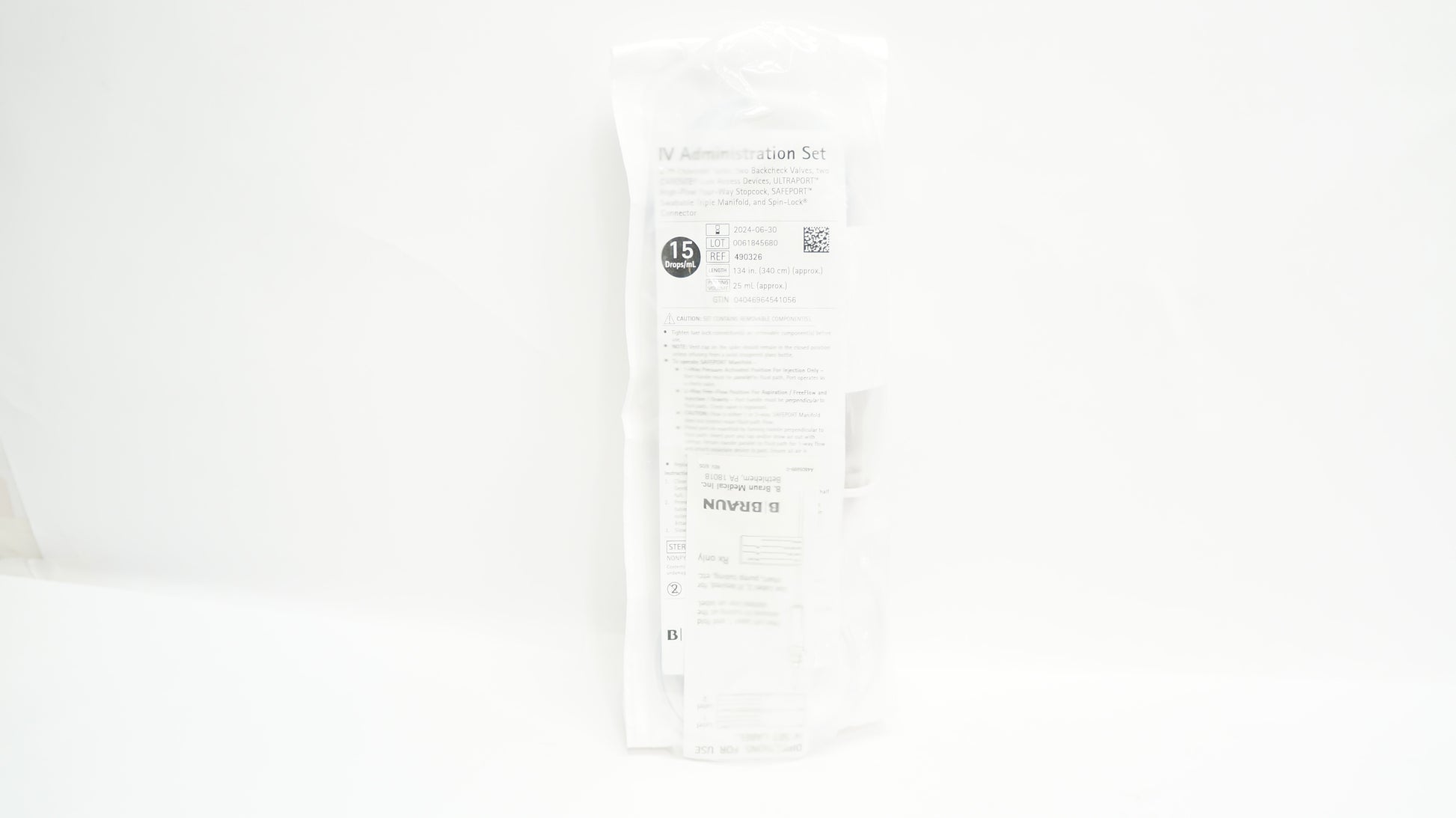 IV Administration Set, (2) Caresite, Safeport, 134", 25 mL, 15 drop/ml, 24/cs (Rx) (Continental US+HI Only)