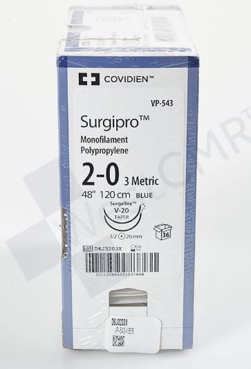 Suture, Taper Point, Size 2-0, Blue, 48", Needle V-20, _ Circle, 3 dz/bx (Continental US Only)