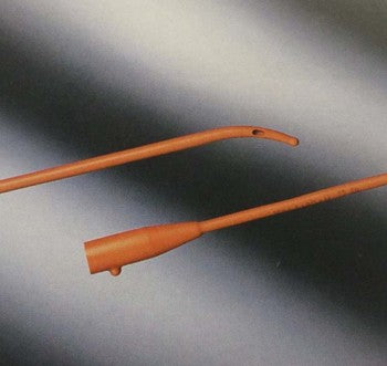 2 Eye Tiemann Urethral Catheter, Coude Tip, Red, Rubber, 18FR, 16", 12/cs (US Only)