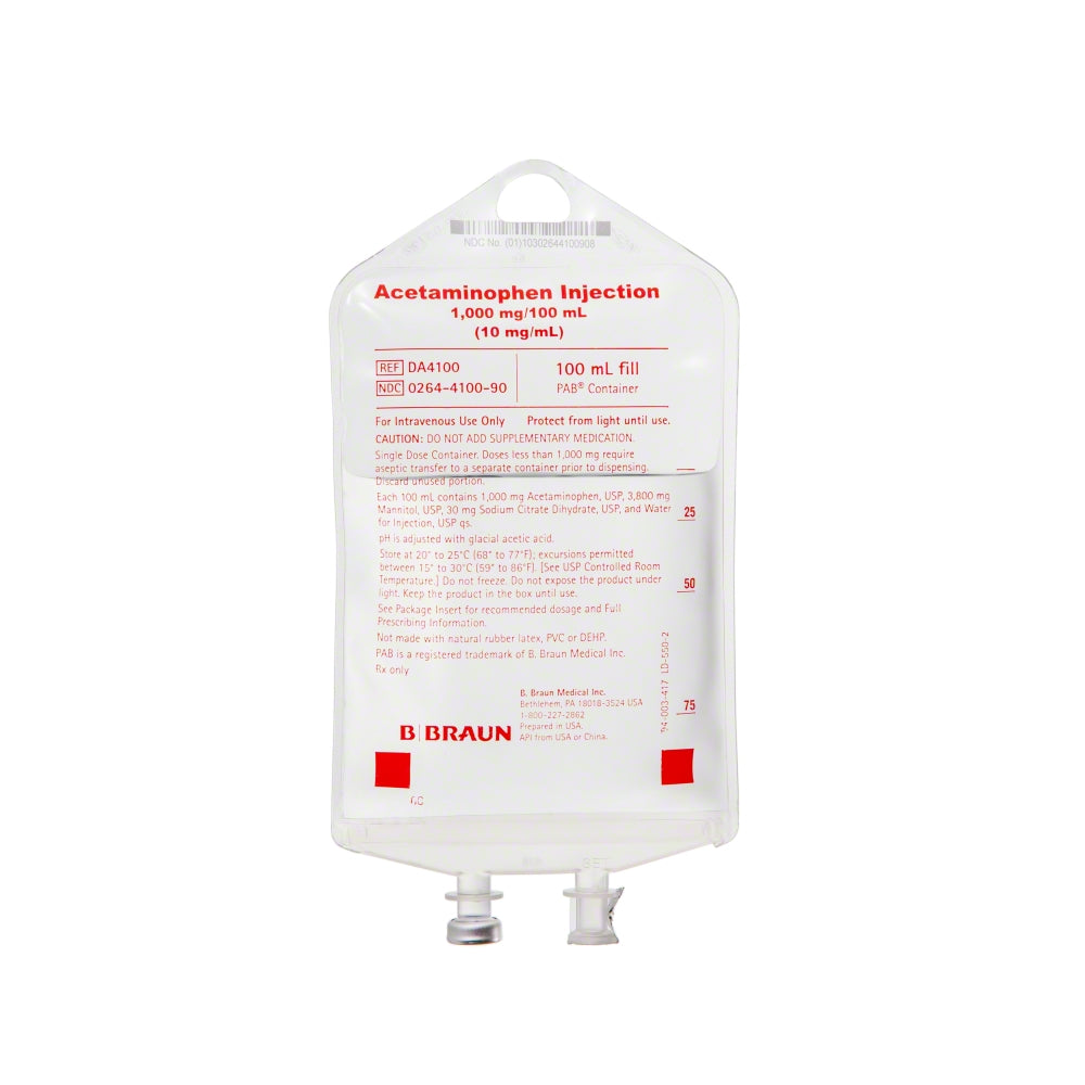 Acetaminophen Injection, 1000mg, 100ml, 24/cs (Rx) (Item is Non-Returnable) (Continental US+HI Only, Excluding IN and ND)