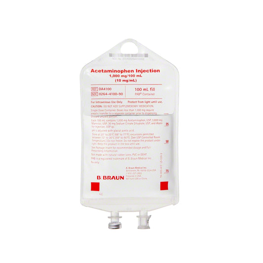 Acetaminophen Injection, 1000mg, 100ml, 24/cs (Rx) (Item is Non-Returnable) (Continental US+HI Only, Excluding IN and ND)