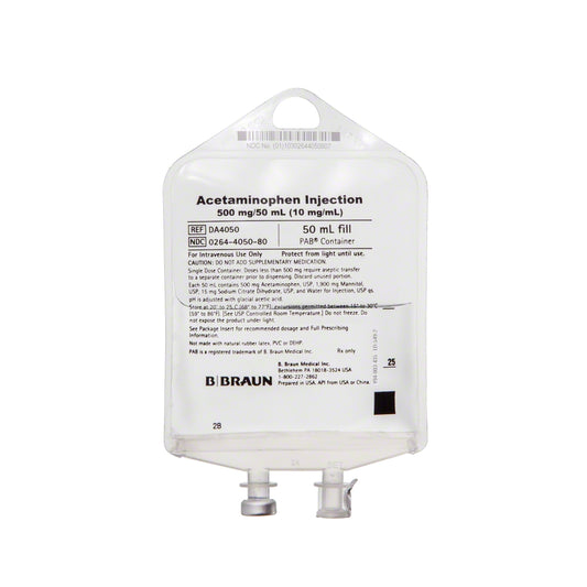 Acetaminophen Injection, 500mg, 50 ml, 24/cs (Rx) (Item is Non-Returnable) (Continental US+HI Only, Excluding IN and ND)