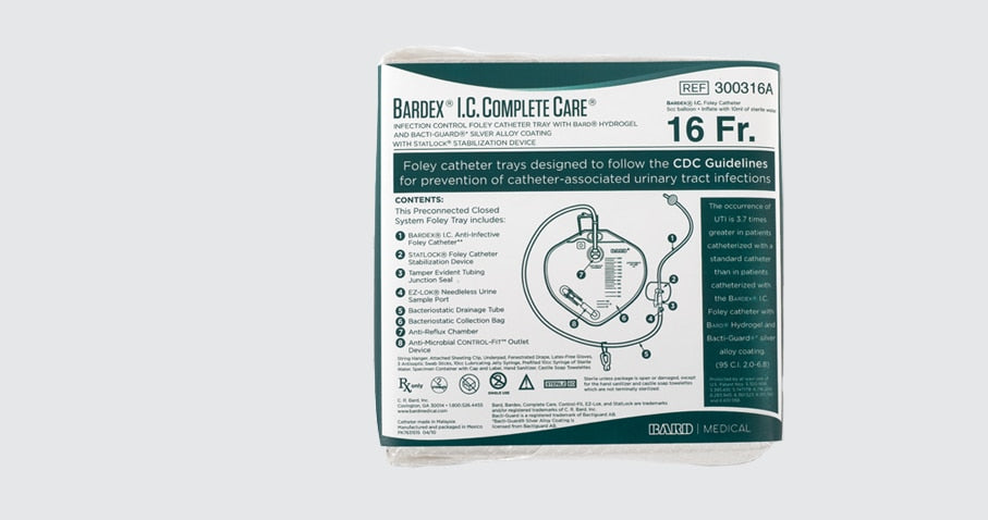 Bardex I.C., Drainage Bag, Anti-Reflux Chamber, Microbicidal Control-Fit Outlet Tube, StatLock Stabilization D, 16 FR, 10/cs (US Only)