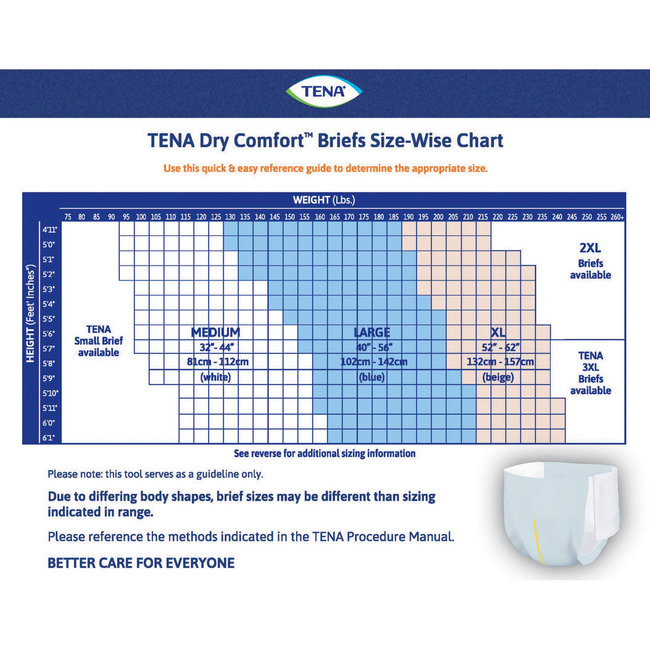 TENA Dry Comfort Briefs, X-Large, Hip Size: 52" - 62", Beige, 20/pk, 4 pk/cs