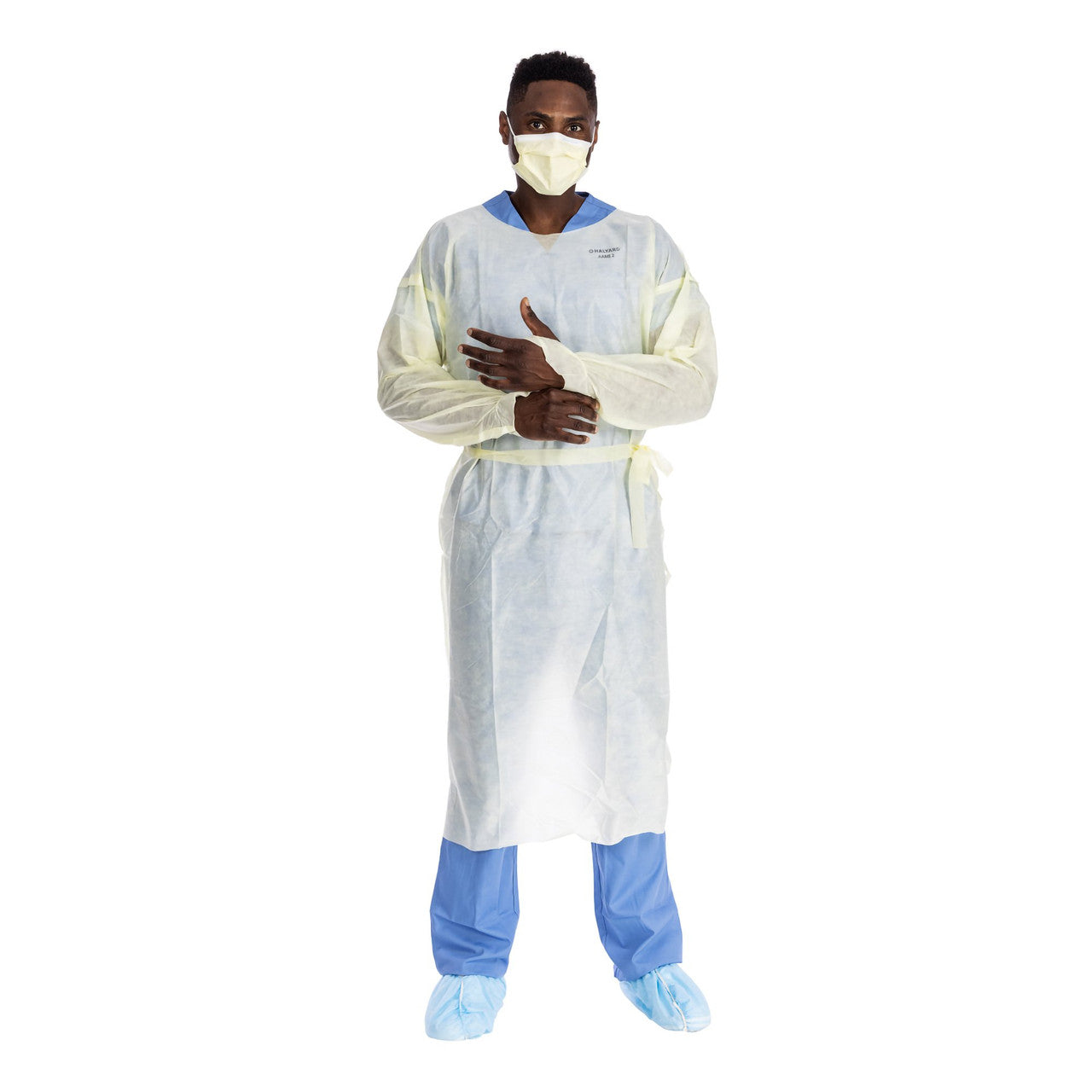 Over-the-Head Isolation Gown, Light Weight, Tri-Layer, Thumb Hooks w/ Elastic, Yellow, X-Large, 100/cs (US Only)
