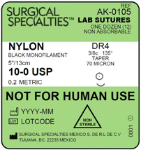 Pack, Non-Absorbable, Size 10-0, 5"/13cm, 4mm, 3/8 Circle, 12/bx