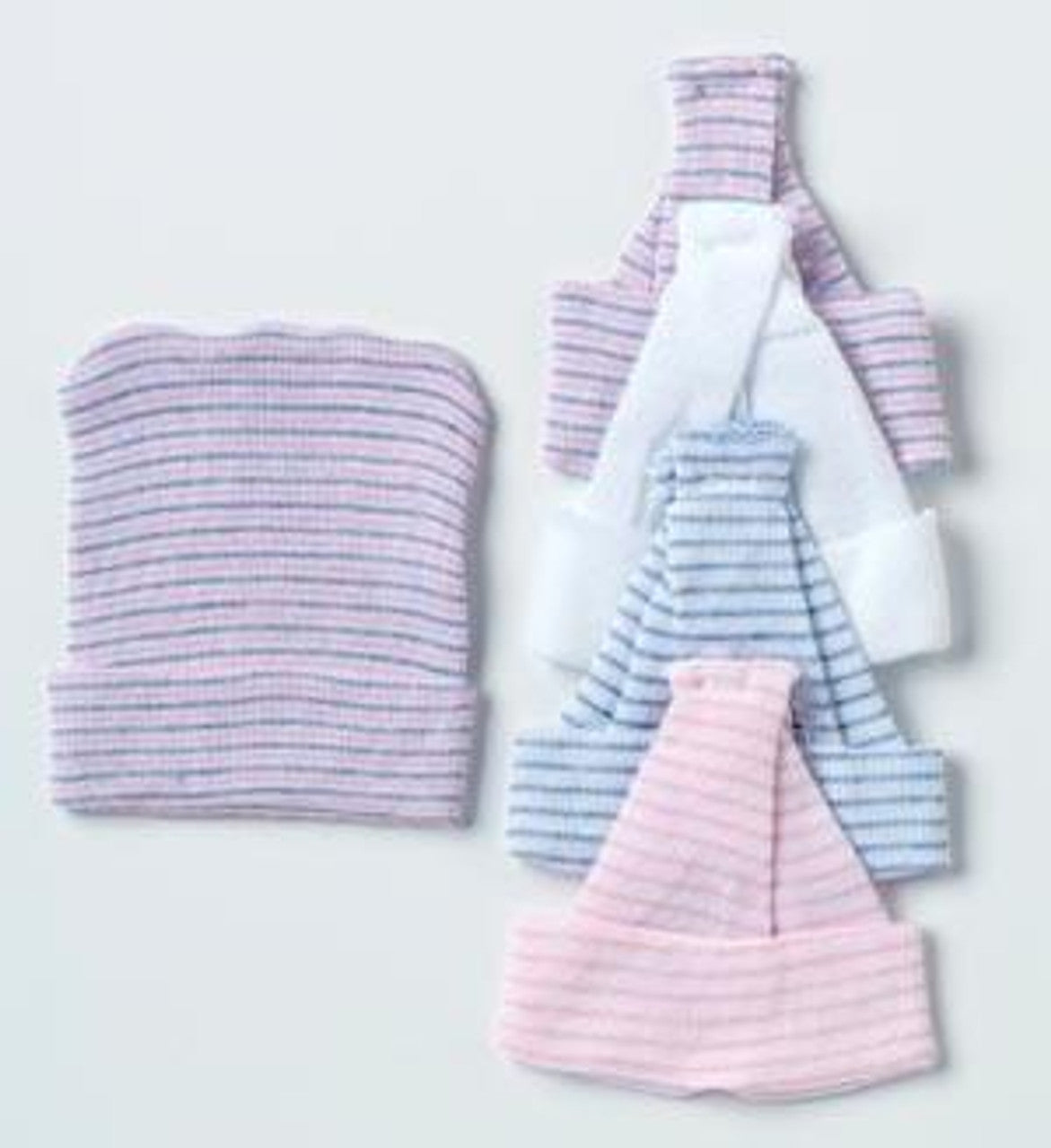 Double-Ply Infant Cap, White, Pink, Blue Stripe, 250/cs