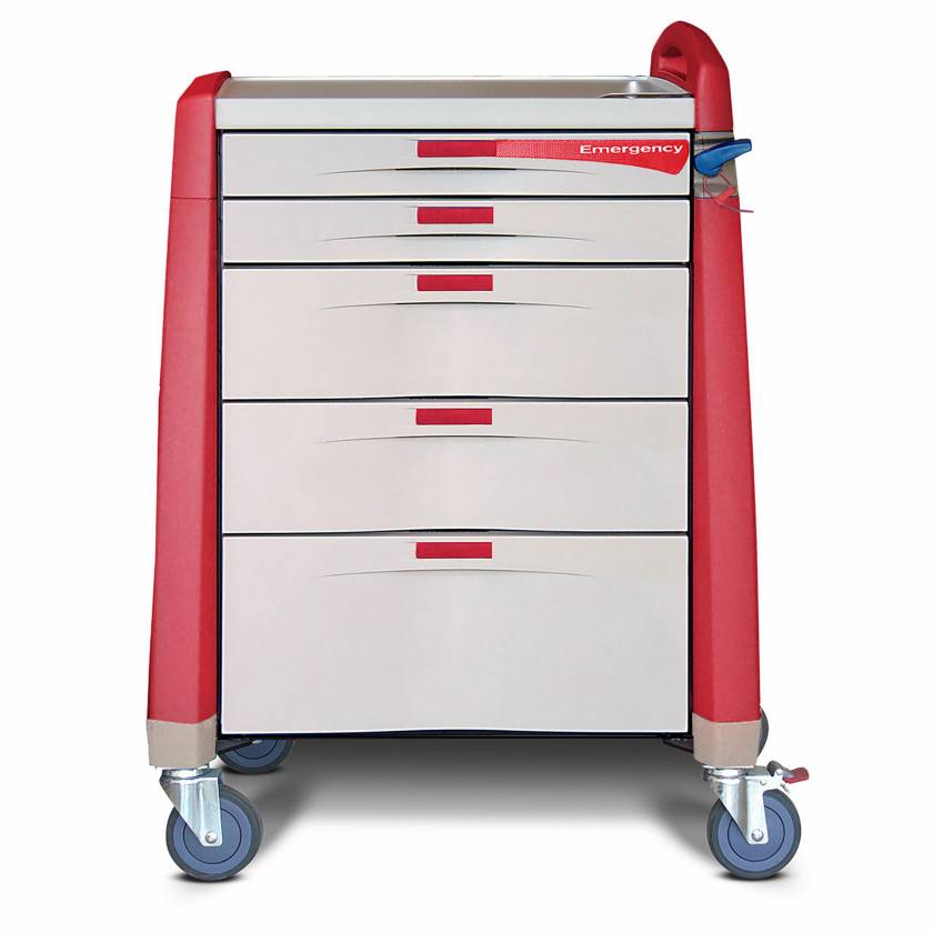 Avalo Medical Cart, Emergency, Intermediate, Red, 39.5"(H)x24"(D)x31"(W) (DROP SHIP ONLY)